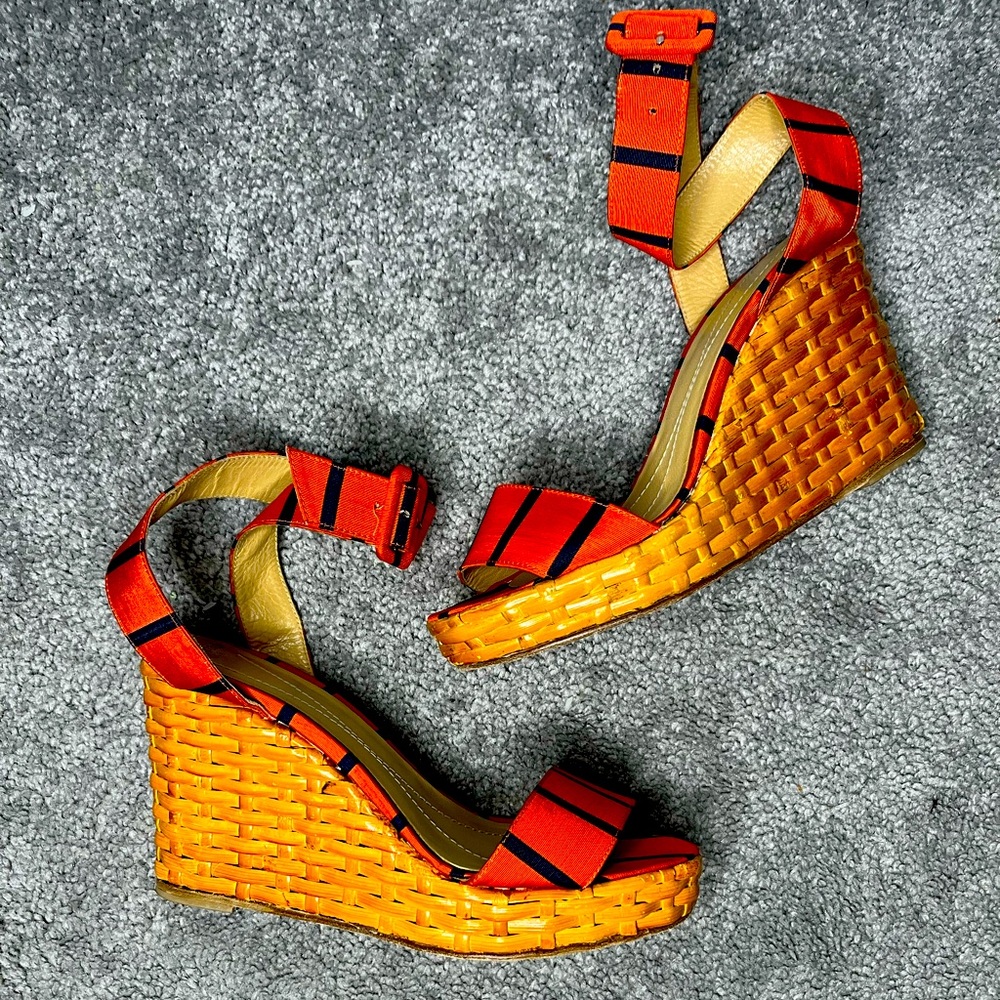 Kate Spade Ribbon Wicker Woven Wedges 6
